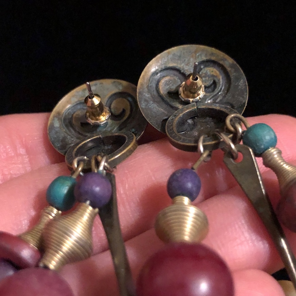 Vintage Colorful Beaded Earrings - Picture 8 of 11